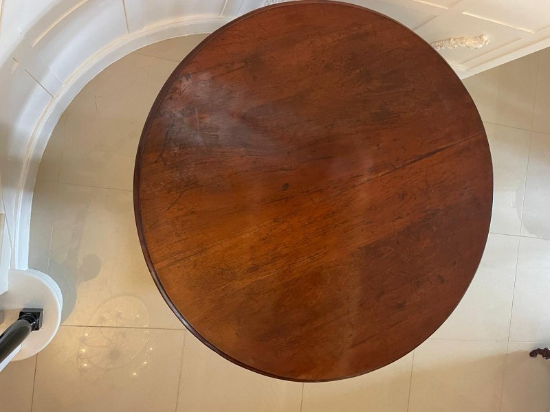 Antique Victorian Quality Figured Mahogany Circular Dining Table - Image 4